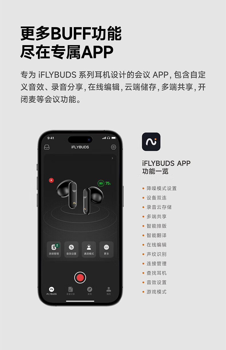 科大讯飞（iFLYTEK）录音降噪会议蓝牙耳机
